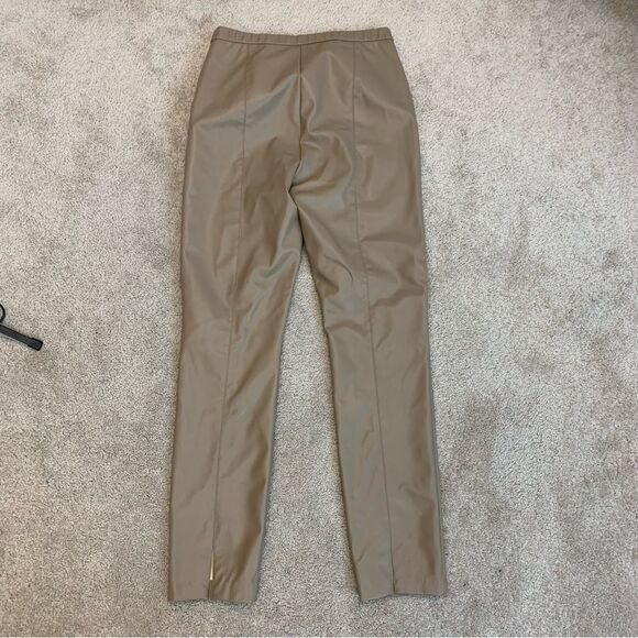 Zara Taupe brown vegan faux leather leggings zipper slit hem Sz L - Picture 5 of 15
